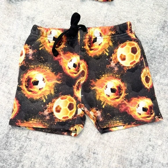 BUMS AND ROSES Blazing Goals NATURAL BAMBOO Hooded T-Shirt & Shorts Set 2T - Picture 6 of 7